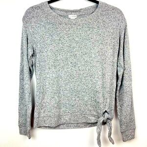 J. CREW Gray Marled Sweater Knit Jersey Tie Waist Top